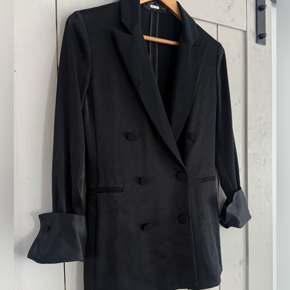 rag & bone Black Double-Breasted Satin-Trim Blazer - Picture 1 of 6